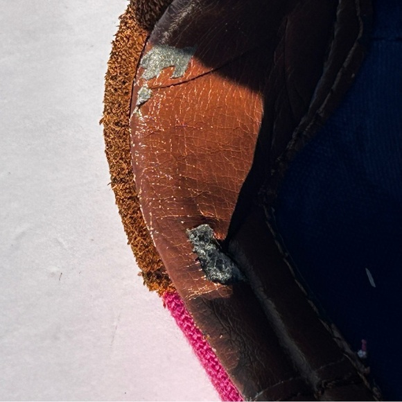 POLO Ralph Lauren Fuchsia and Navy Sneaker Leather Laces Size 9.5 - Picture 10 of 11